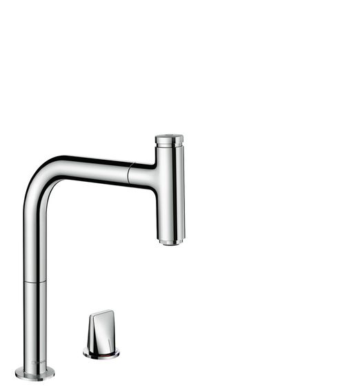 Hansgrohe-HG-Metris-Select-M71-2-Loch-Einhebel-Kuechenmischer-200-Eco-Ausziehauslauf-1jet-sBox-Chrom-73825000 gallery number 1